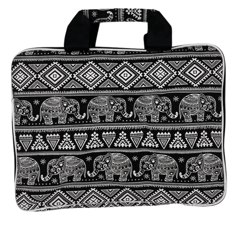 Gewatteerde Laptoptas (Olifantenmotief) 33x24x3 cm