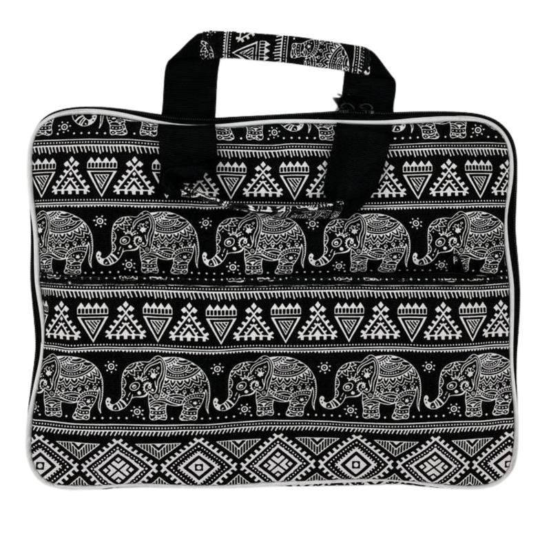 Gewatteerde Laptoptas (Olifantenmotief) 33x24x3 cm