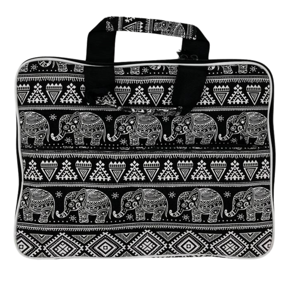 Gewatteerde Laptoptas (Olifantenmotief) 33x24x3 cm