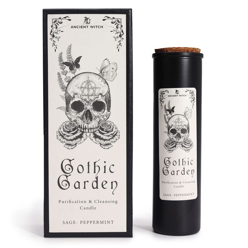 Gothic Garden Oude Heks rituele kaars en bijpassende geschenkdoos, vooraanzicht
