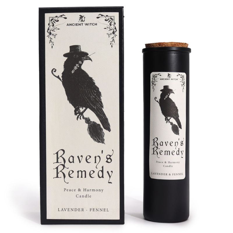 Raven's Remedy Oude Heks rituele kaars en bijpassende geschenkdoos, vooraanzicht