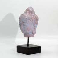Stilte Boeddhahoofd op Standaard – Blauw Koper