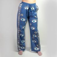 Lounge Broek - Rijk Blauw & Goud Handgeschilderd Oog van Fatima Design