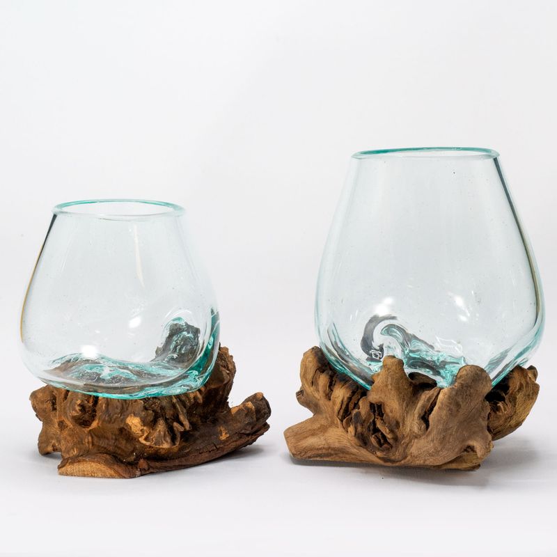 Gesmolten Glas op Zeldzaam Parasietenhout - Groot