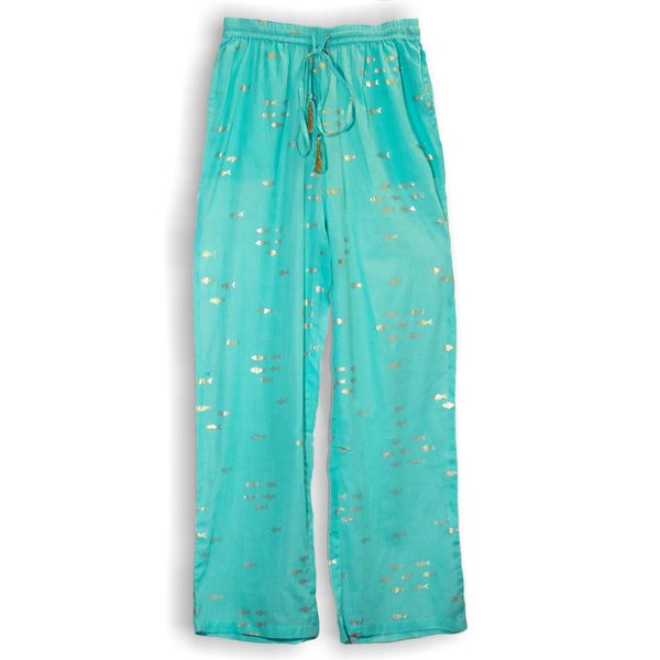 Lounge Broek - Turquoise & Goud Vissendesign