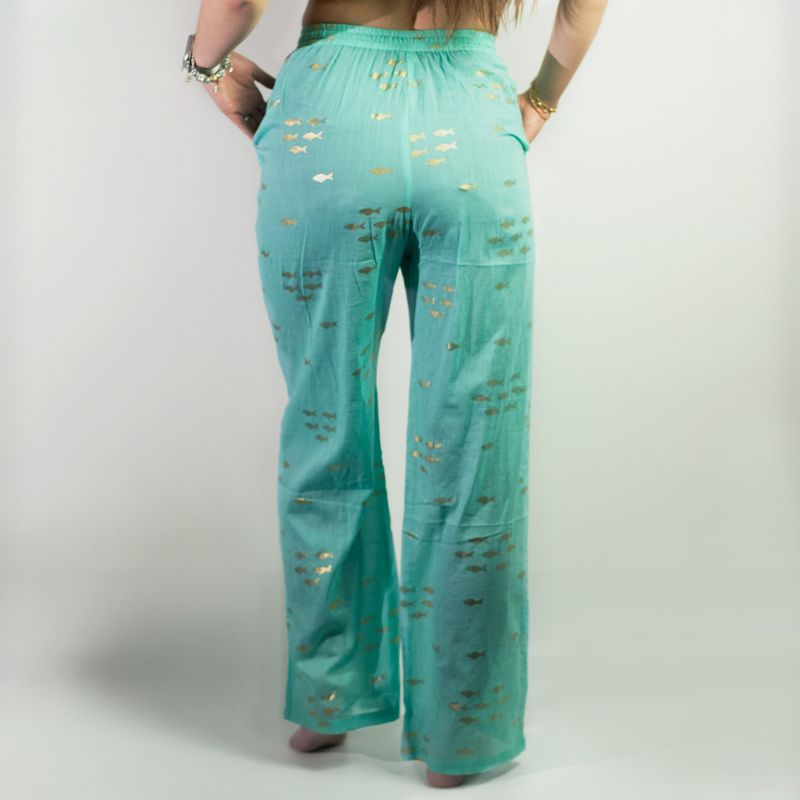 Lounge Broek - Turquoise & Goud Vissendesign