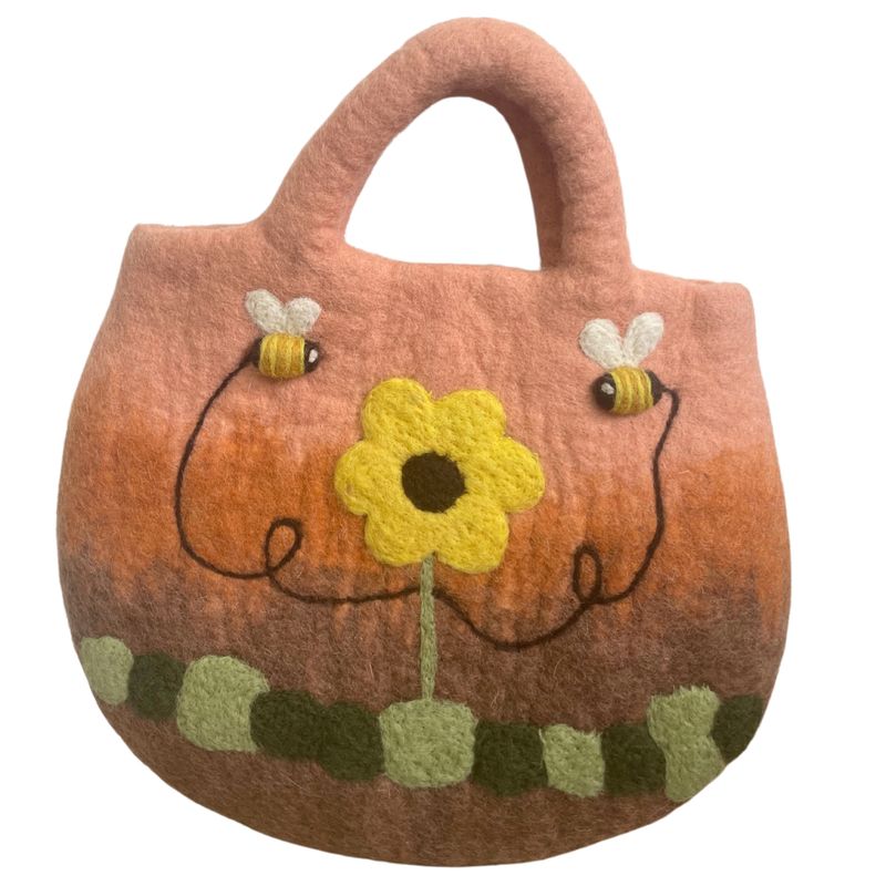 Zonnebloem & Bijen Vilt Tas - 35x27cm