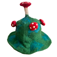 Felted Paddenstoelenhoed - Mosgroen van de Bergen