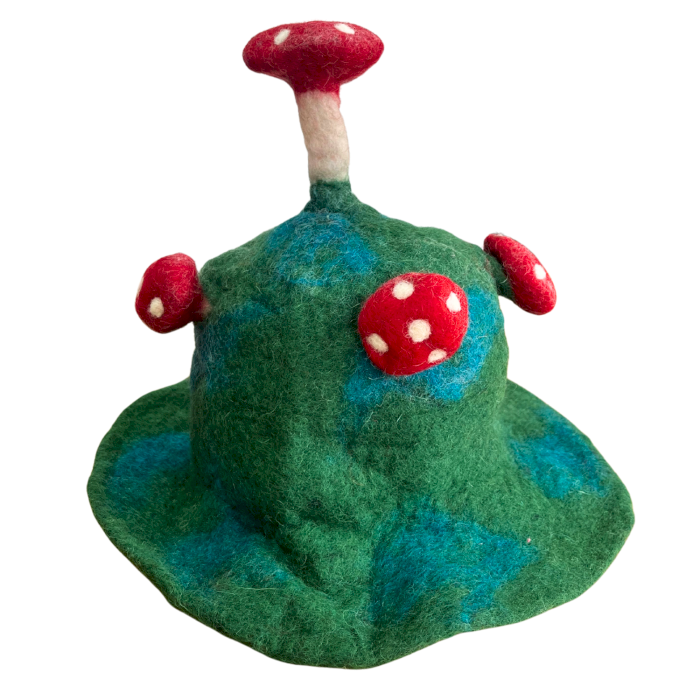 Felted Paddenstoelenhoed - Mosgroen van de Bergen