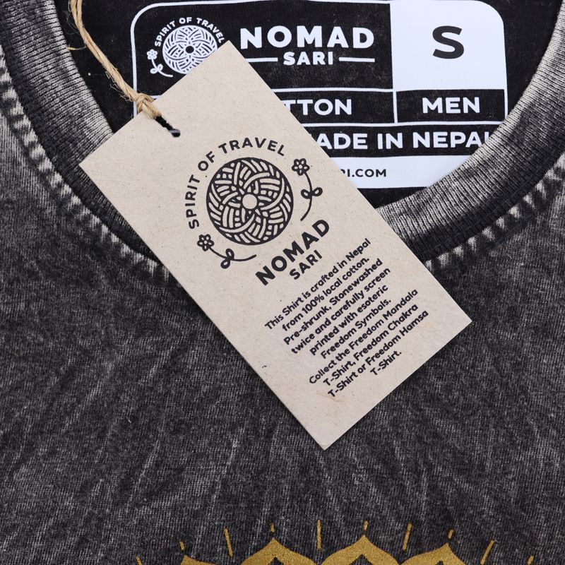 Kleine Steen Gewassen T-shirt - Mandala - Donkergrijs