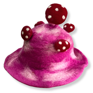 Felted Paddenstoelenhoed - Schokkend Roze
