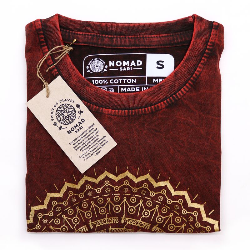 Kleine Steen Gewassen T-shirt - Mandala - Kastanjebruin
