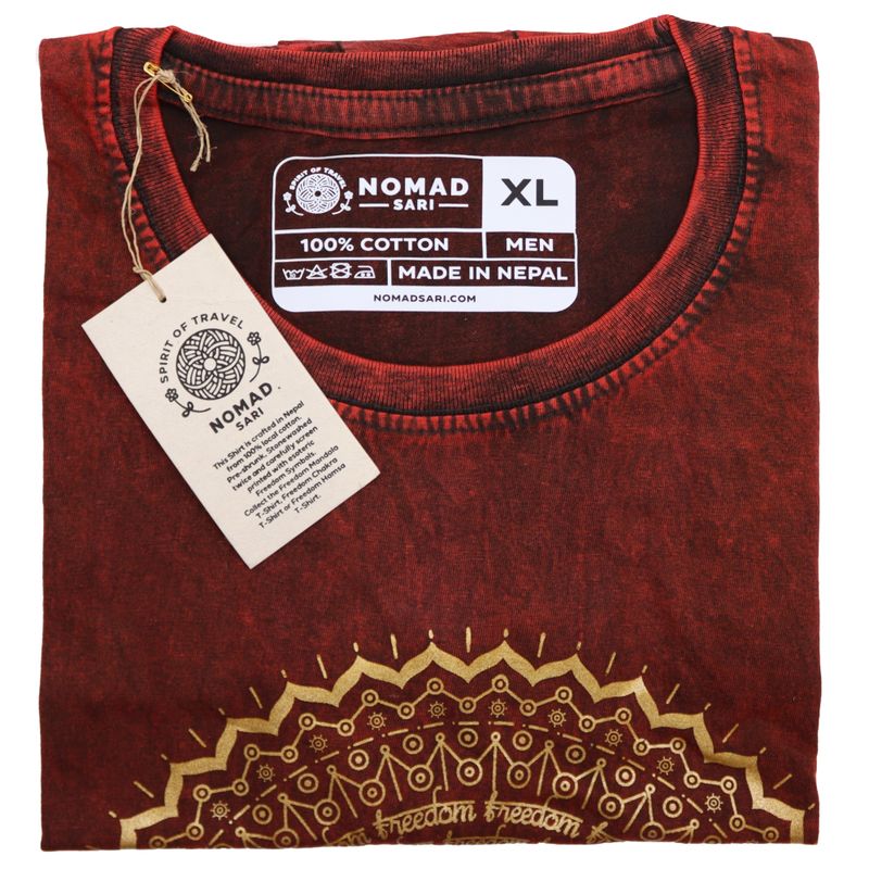 Extra Grote Steen Gewassen T-shirt - Hamsa - Kastanjebruin