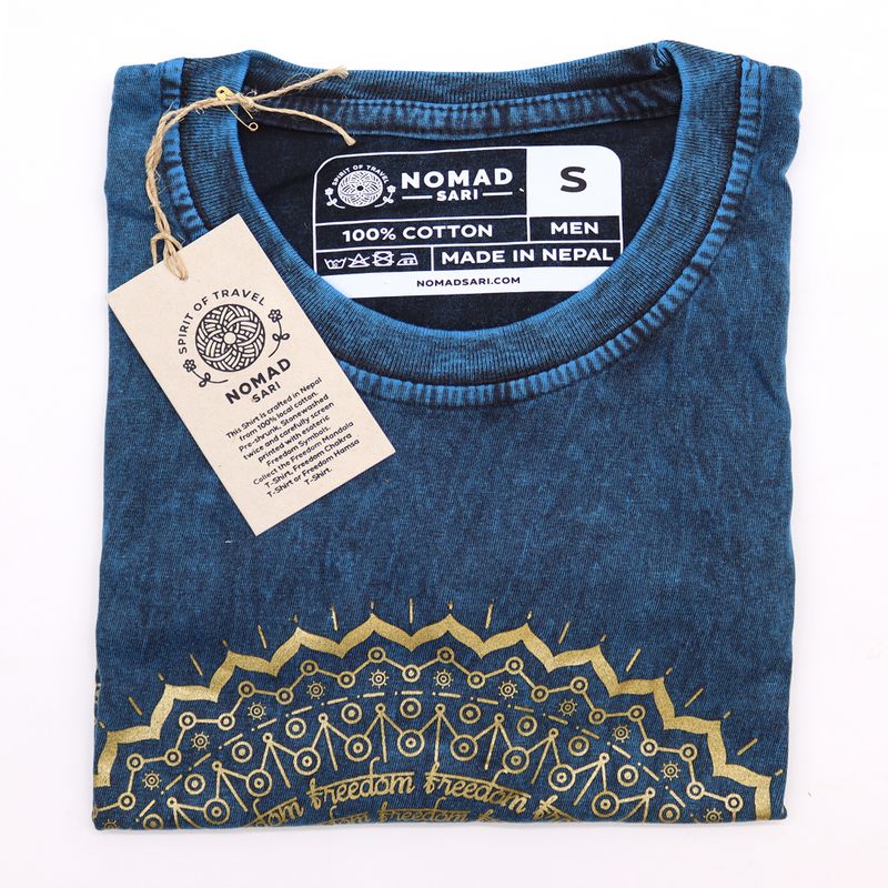 Kleine Steen Gewassen T-shirt - Mandala - Blauw