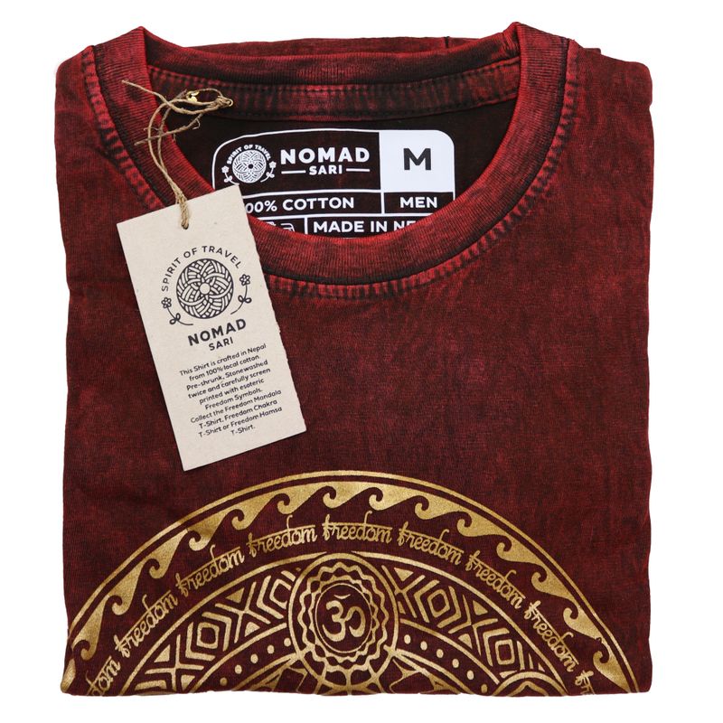 Middelgrote Steen Gewassen T-shirt - Chakra - Kastanjebruin