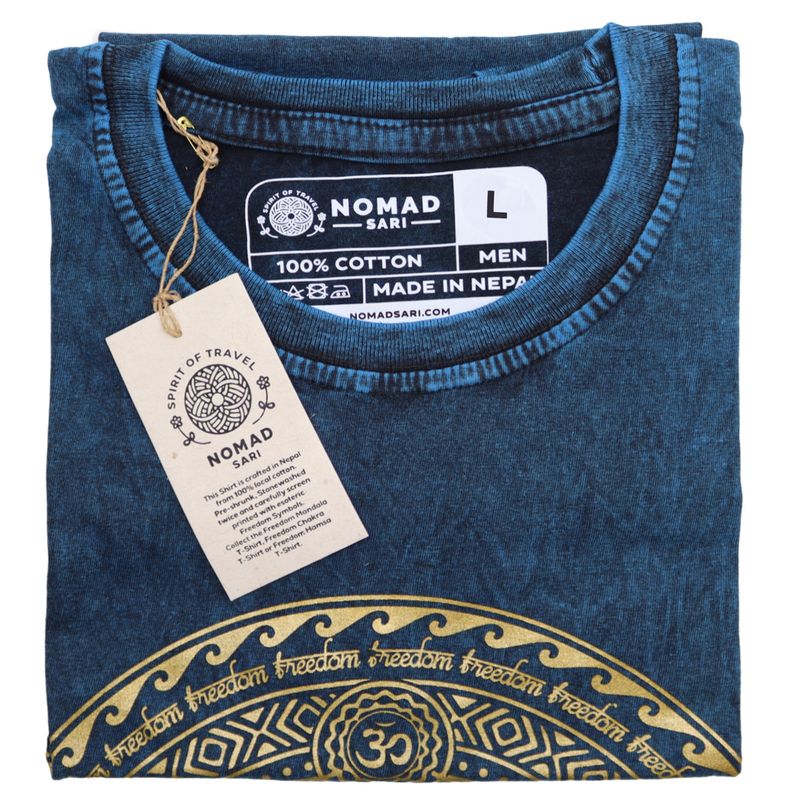 Grote Steen Gewassen T-shirt - Hamsa - Blauw