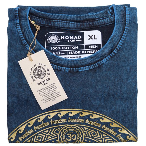 Extra Grote Steen Gewassen T-shirt - Chakra - Blauw