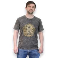 Middelgrote Steen Gewassen T-shirt - Hamsa - Donkergrijs