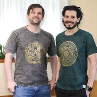 Middelgrote Steen Gewassen T-shirt - Hamsa - Donkergrijs
