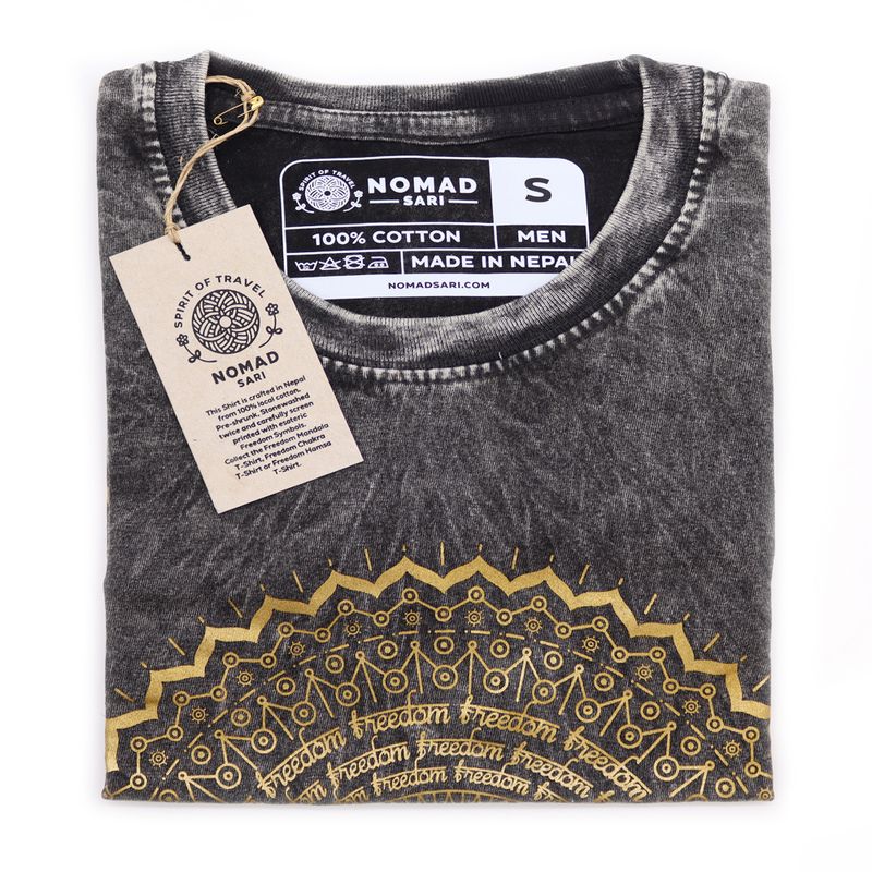 Kleine Steen Gewassen T-shirt - Mandala - Donkergrijs