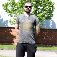 Kleine Steen Gewassen T-shirt - Mandala - Donkergrijs