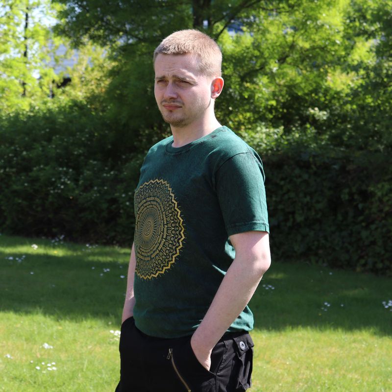 Kleine Steen Gewassen T-shirt - Mandala - Groen