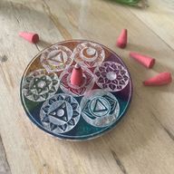Zeepstenen Schijf Wierookhouder 10cm - Zeven Chakra