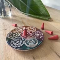 Zeepstenen Schijf Wierookhouder 10cm - Zeven Chakra