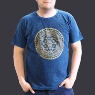 Extra Grote Steen Gewassen T-shirt - Chakra - Blauw