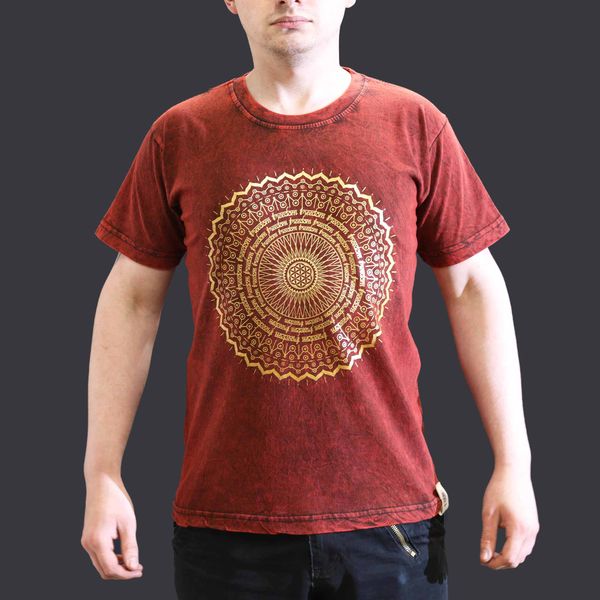 Kleine Steen Gewassen T-shirt - Mandala - Kastanjebruin