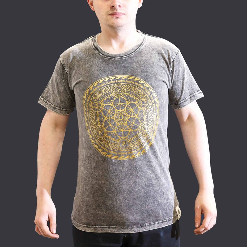 Kleine Steen Gewassen T-shirt - Chakra - Donkergrijs
