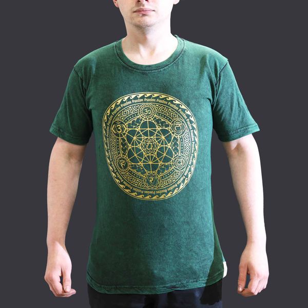 Kleine Steen Gewassen T-shirt - Chakra - Groen