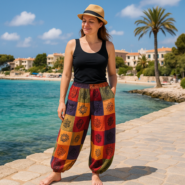 Nomad Sari - Paddestoelbroeken - Blockprint Designs - Oranje Tinten - S/M