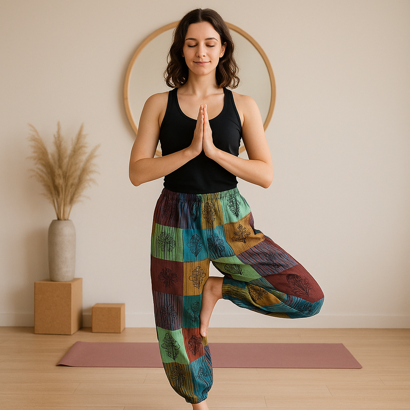 Nomad Sari - Paddestoelbroeken - Blockprint Designs - Groene Tinten - S/M