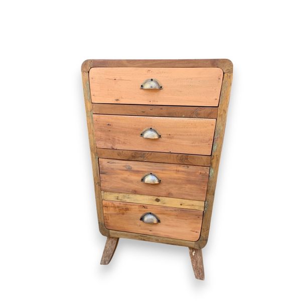 Opberg Kastje 4 Laden - Gerecycled Teakhout 50 x 40 x 75cm