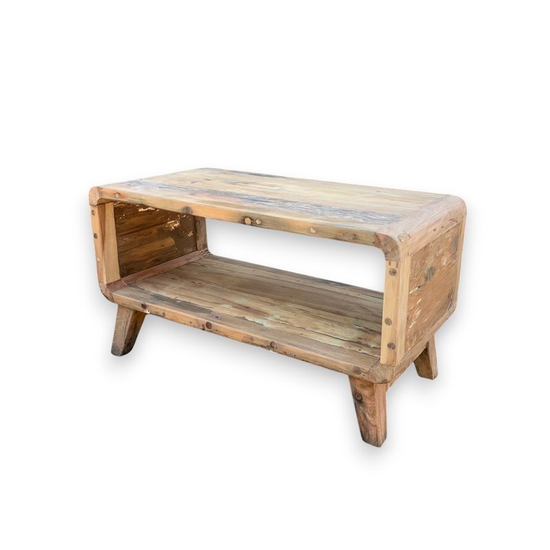 Kleine Ronde Salontafel - Gerecycled Teakhout -80 x 50 x 40cm