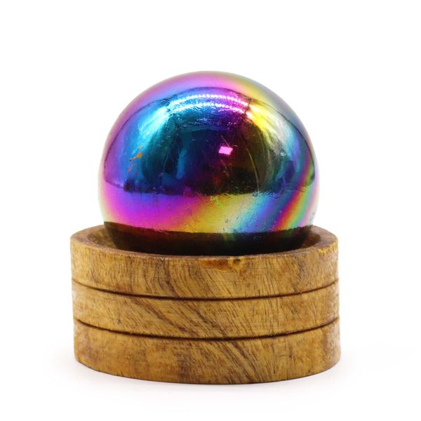 Edelsteen Kristallen Bol 50mm - Amethist Aura met Standaard