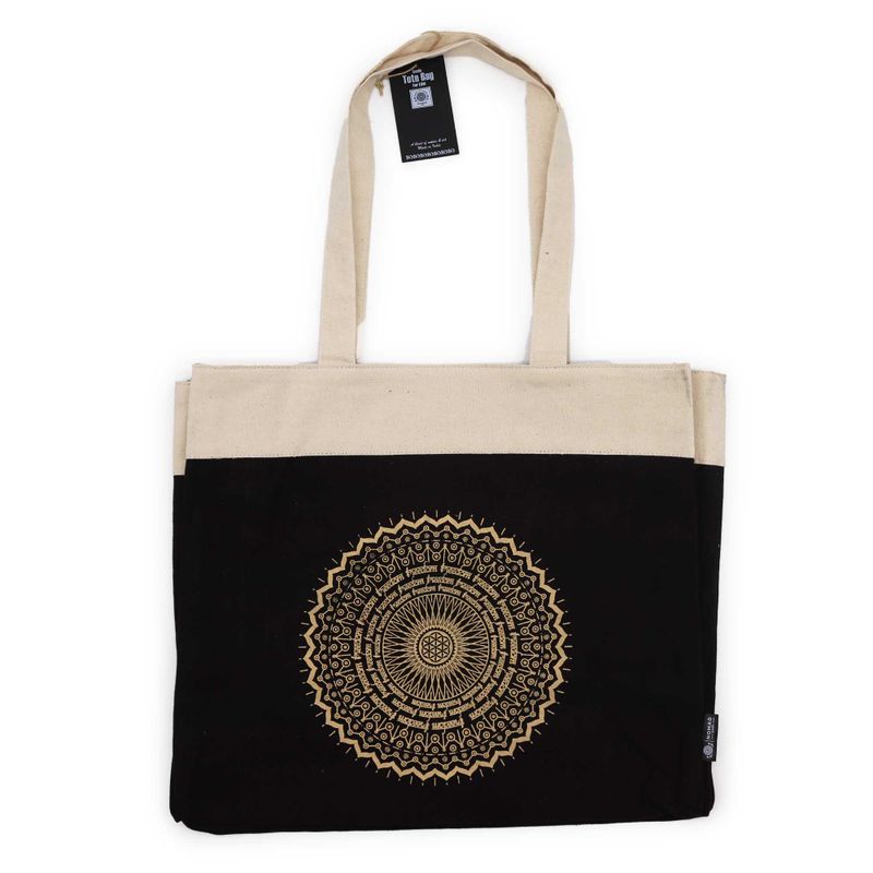 Extra Grote Draagtas (38x15x43cm) Chocolade Steenwas 14oz - Vrijheid Mandala