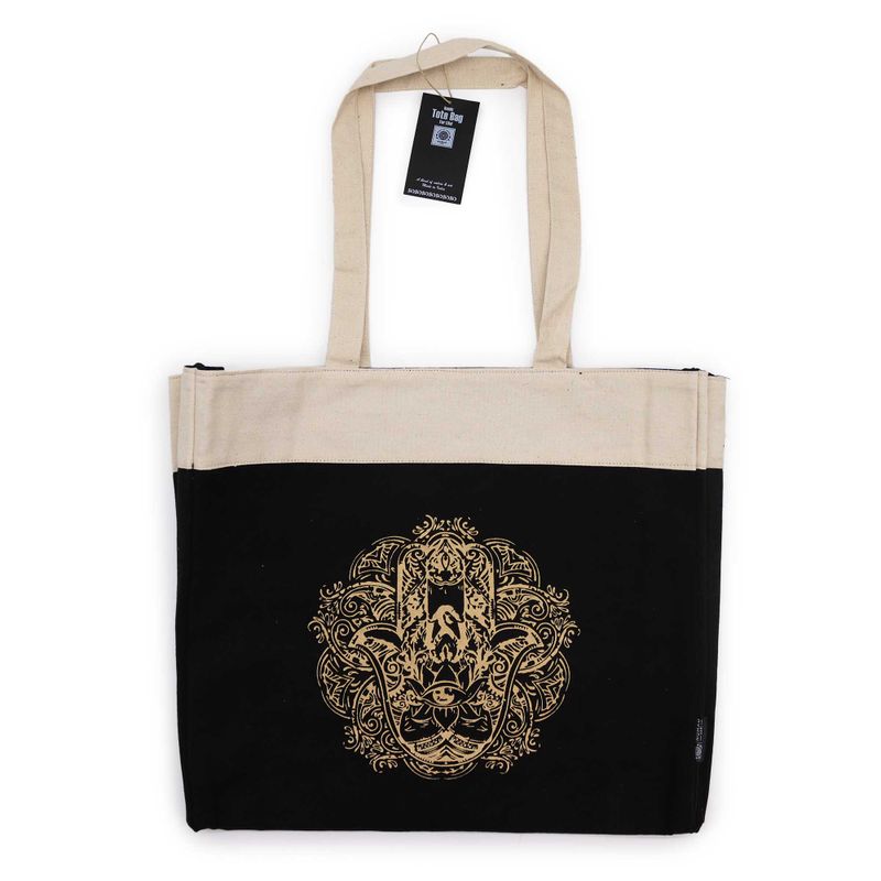 Extra Grote Draagtas (38x15x43cm) Chocolade Steenwas 14oz - Vrijheid Hamsa
