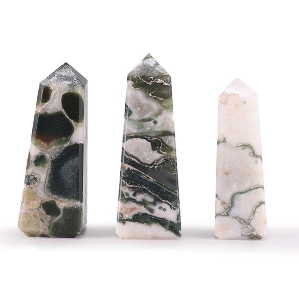 Edelsteen Obelisk Punt ca. 5 cm – Mosagaat