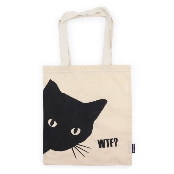 Iconische Basic Draagtas - Zwarte Kat - (40x36cm) - Naturel 4oz