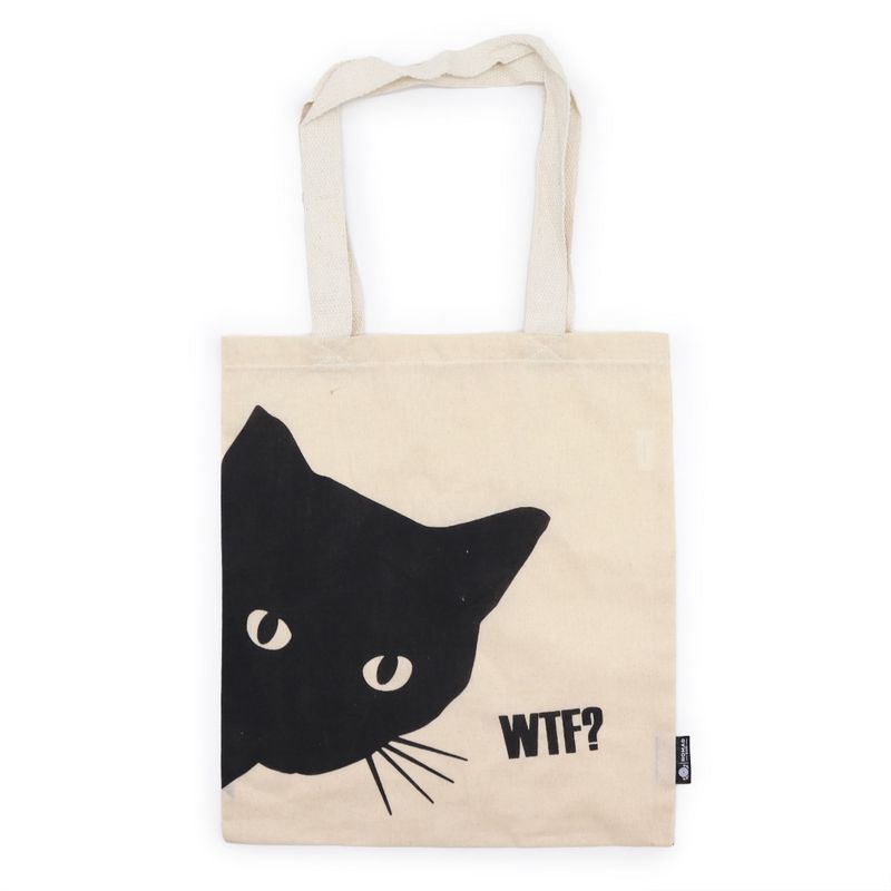 Iconische Basic Draagtas - Zwarte Kat - (40x36cm) - Naturel 4oz