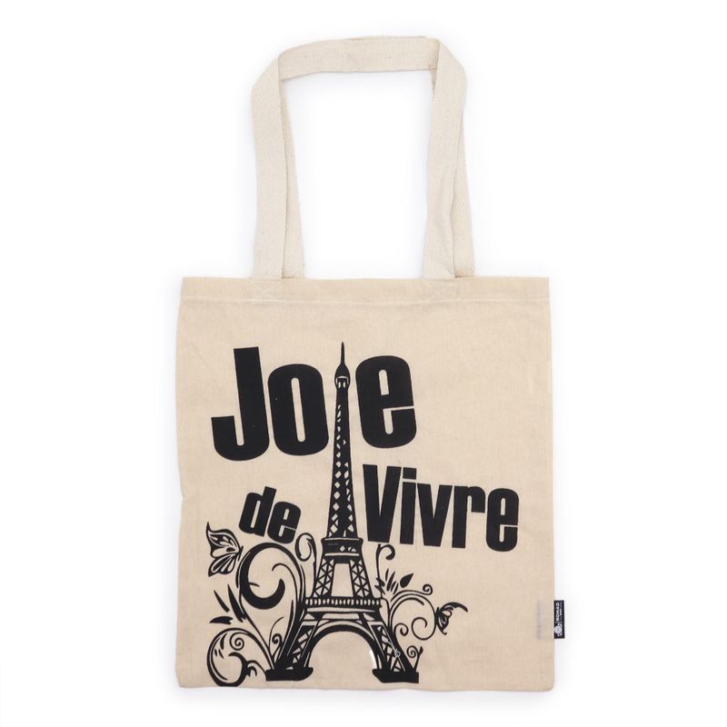 Iconische Basic Draagtas - Joie de Vivre - (40x36cm) - Naturel 4oz
