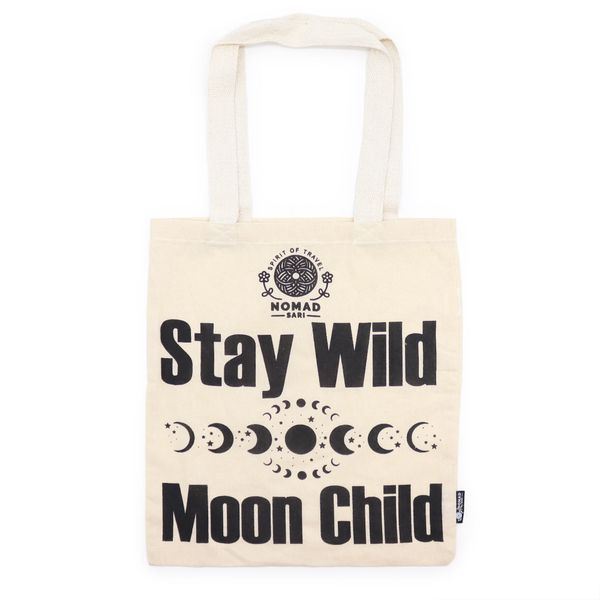 Iconische Basic Draagtas - Blijf Wild, Maankind - (40x36cm) - Naturel 4oz