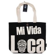 Iconische Classic Draagtas - Mi Vida Loca - Zwart Naturel 10oz (36x43x10cm)