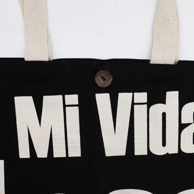 Iconische Classic Draagtas - Mi Vida Loca - Zwart Naturel 10oz (36x43x10cm)
