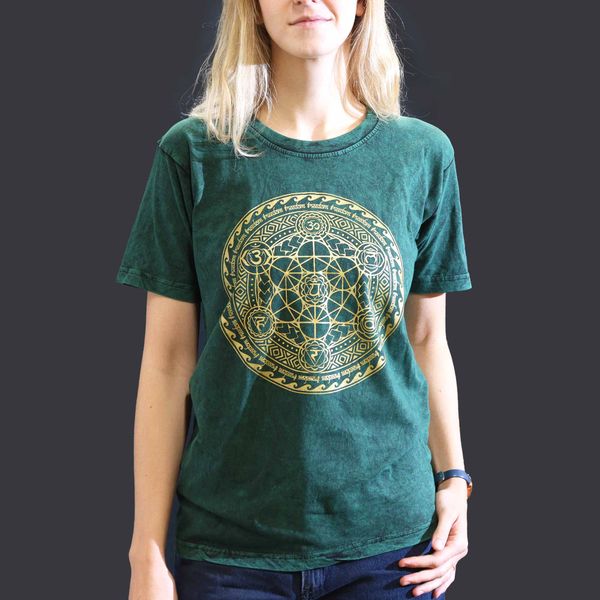 Kleine Steen Gewassen T-shirt - Chakra - Groen
