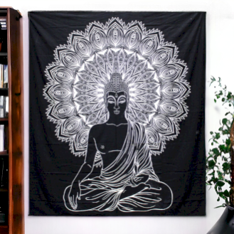 Zwart & Wit Tweepersoons Sprei / Wanddecoratie Katoen