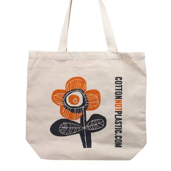 Katoenen Tas - Heldere Bloem - (4x mixed Ontwerp)