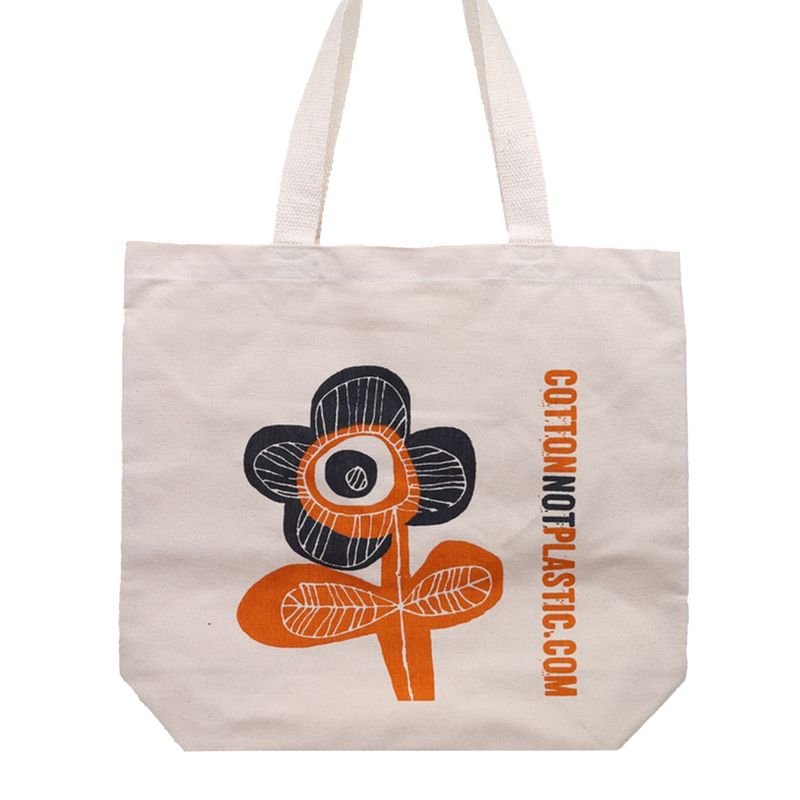 Katoenen Tas - Heldere Bloem - (4x mixed Ontwerp)